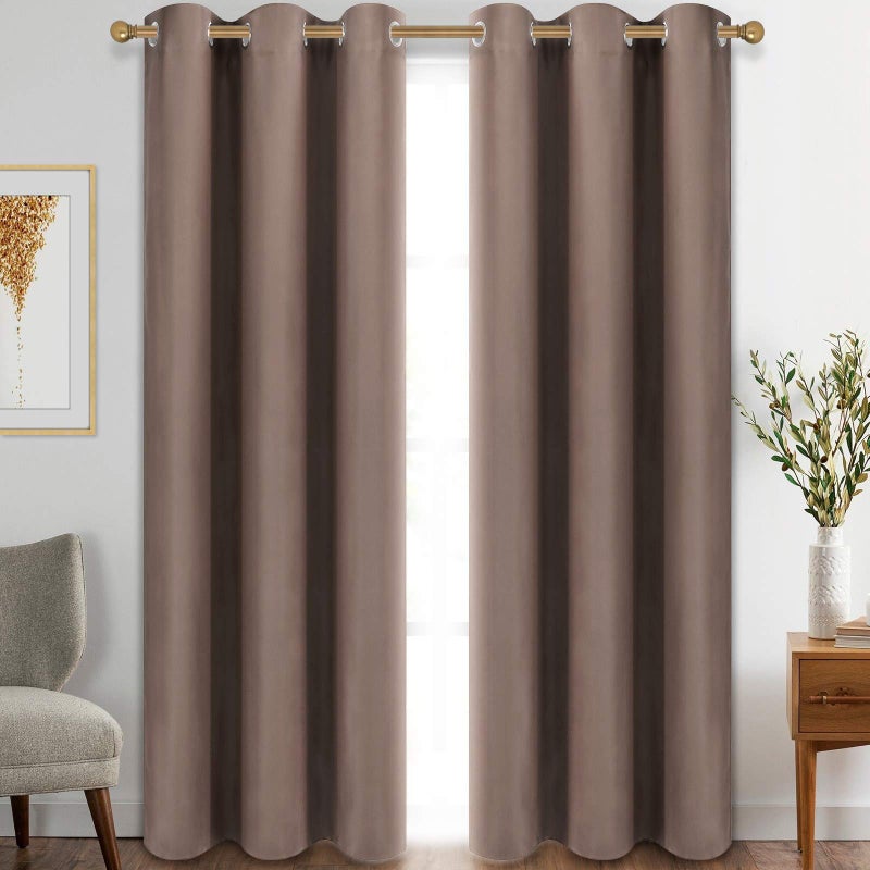 Diraysid Blackout Curtains for Bedroom Grommet Thermal Insulated Room Darkening Curtains (42 x 84 Inch, 2 Panels,Cappuccino) - Image 1